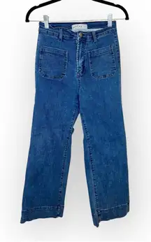 Petal & Pup Blue Denim Wide Leg Cropped Jeans Front Patch Pocket Style 2