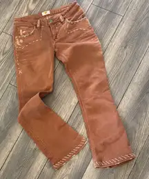Antik Denim Brown Flare Jeans contrast stitching western jeans size 27 cowboy