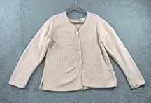 ORVIS Cardigan Women Large Pink Button Front Grandma Sweater 90s Retro Flaw