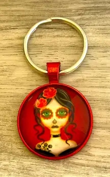 Sugar Skull Girl Pendant Keychain