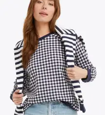 DRAPER JAMES NATALIE GINGHAM CHECK LONG SLEEVE ROUND NECK TOP SWEATSHIRT 1X