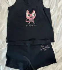 H&M Black Top with Pink Accents