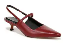 VINCE Venice Slingback Pointed Toe Kitten Heel Pump In Crimson Red Leather US 8