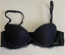 Eve’s Temptation Women’s Padded Push Up Bra 34B Black Sexy Lace Lingerie