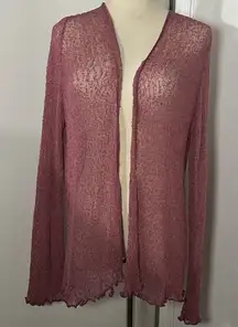 Soft Surroundings Sheer Knit Open Front Cardigan Pink Lightweight OS One Size