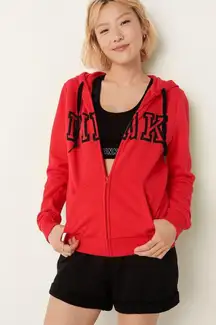 PINK - Victoria's Secret Vs pink perfect full zip hoodie size XS neon candy coral w/logo