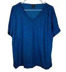 Chico's Blue V-Neck Shirt Size 2 = Large EUC #VEG-0090