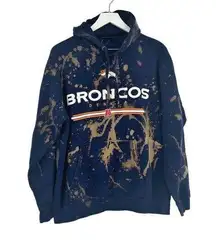 Denver Broncos Custom Bleach Dyed Splatter Hoodie SZ L