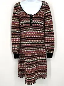 Missoni M  Waffle Knit Striped Colorful Henley Dress Size M / 6