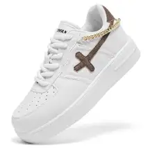 Chunky Platform Sneakers for Women，Women's Comfy Sparkly Dad Shoes Lace-Up 43