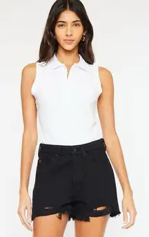 KanCan sz Large L NWT Estella Ultra High Rise Mom Shorts‎ Distressed Frayed Hem