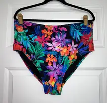 Swimsuits For All Tropical Floral Print High Waist Swimsuit Bottoms 