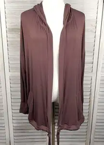 TORRID Super Soft Open Front Hoodie w Cinch Bottom Brown-1X