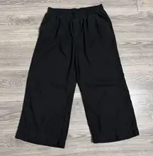 Briggs Women Black Linen Blend Loose Fit Relaxed Fit Elastic Band Pants Size L