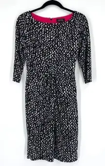 Tahari ASL ruched Twist‎ Dress Scoop Neck geometric flattering  size 4