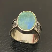Vintage Native American Signed SA 925 Sterling Silver Blue Teal Stone Ring Sz 8