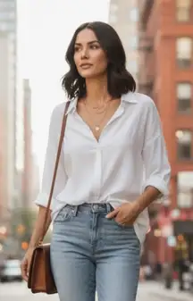 Michael Lauren White Button-Up Shirt Criss Cross Back Size Large NWOT