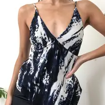 4Sienna Blue Tie Dye plunge Asymmetric Tank top