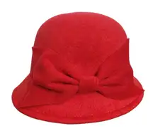Marcus Adler Red Bow Cloche Hat NWT One Size Vibrant Red Women's Dress Hat