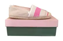 Kate Spade Gramercy Espadrille Flats Women's Size 7.5B Tan Beige‎ Pink Stripes