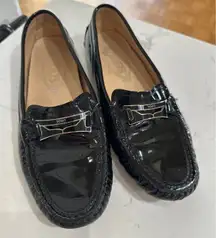 TOD's Women's City Gommino Black Patent Penny Loafer, Size 37, EUC