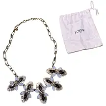 J. Crew Gold-tone Flower Pattern Chunky Fashion Statement Necklace Sz OS