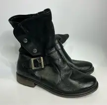 Baretraps Shakira‎ black leather boots women’s size 9.5 buckle casual zipper
