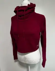 Gymshark Funnel Neck Cropped Women’s Workout Hoodie Burgundy Red Exercise Small