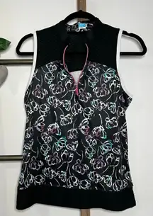 PGA Tour Airflux 1/4 Zip Sleeveless Golf‎ Tank Black Multicolor Size Medium