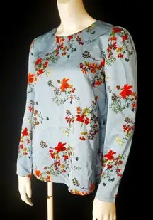 Honey Punch Blue Floral Long Sleeve Top