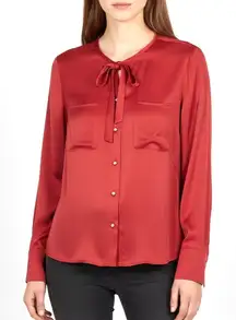 Talbots Rouge Silk Pearl Button Blouse Size 14 Career Business Office