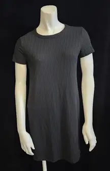 Garage Black Ribbed Tee Shirt Dress (XS)
