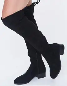 NWT  Faux Suede Over the Knee Boots Black Size 8