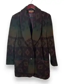 Vintage American Eagle Wool Blend Southwestern Aztec‎ Dad Coat Jacket Womens Med