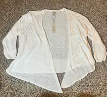 NIC+ZOE Paper White Linen Viscose Knit Cardigan Sweater XL