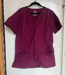 Cherokee Workwear Wine Scrub Top Woman’s Size Medium