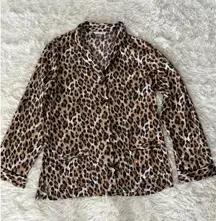 Victoria's Secret‎ Leopard Print Long Sleeve Button Down Pajama Top Medium