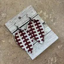 Handmade Faux Leather Football Tear Drop Earrings NEW