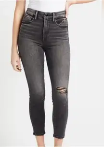 Good American distressed black157 luxe wedgie jeans