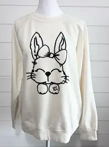 H&M Cute Bunny Crewneck off‎ white top/sweater Size M