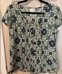 Van Heusen Cap Sleeve Abstract Floral Blouse
