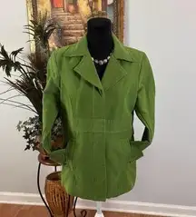 Merona Women Jacket M Green Long Sleeve Collar Napel Notch Lined 3 Hide Button