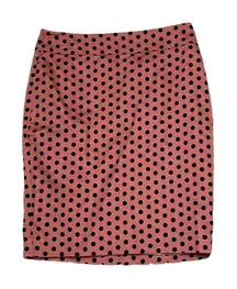 Ann Taylor‎ Loft Womens Pencil Skirt Size 0 Nude With Black Polka Dots Lined