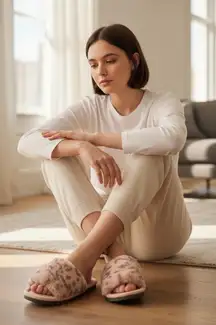 NWT ISOTONER Pink Cheetah Evening Sandals Size SM 6.5-7 Fuzzy Slip On