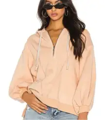 Free People oversized High Road Pullover‎ size Small quarter-zip hoodie pink