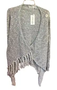 Ceasikery Tassel Cardigan Sweater Sz M Gray/White NWT