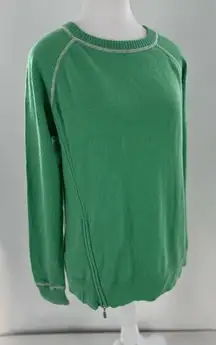 Kinross Cashmere Sweater Sz S 2 Ply Coverstitch Zip Sweatshirt Green Preppy $425