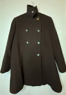 Calvin Klein Women's 100% Wool Double-Breasted Peacoat -Chocolate Brown