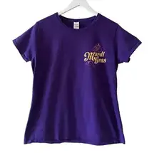 Gildan Women’s Heavy Cotton Mardi Gras Hair Don’t Care Purple Crewneck Short Sle