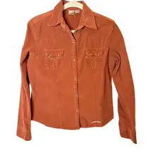 Vintage Cowgirl Up women's orange/rust corduroy western shirt sz. M